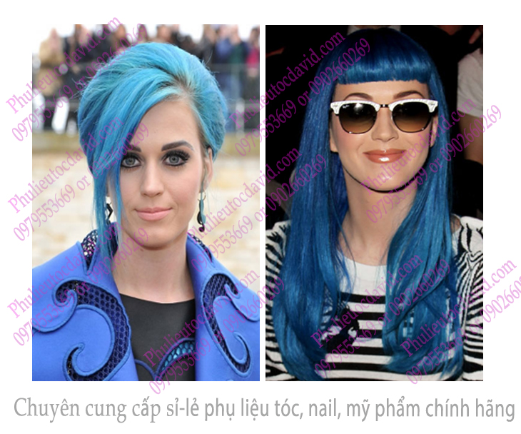 Hình ảnh nhuộm tóc màu xanh dương đen khói nữ tôn da nhất