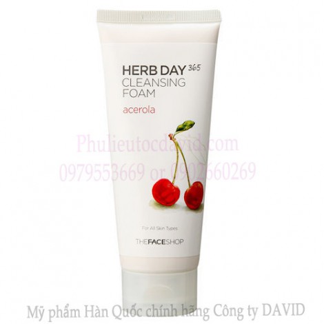 Sữa rửa mặt The Face Shop - Cherry Herb Day 365  Acerola Cleansing Foam