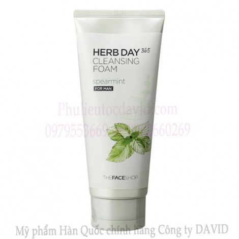 Sữa rửa mặt The Face Shop - Herb Day 365 Cleansing Foam Spearmint for men