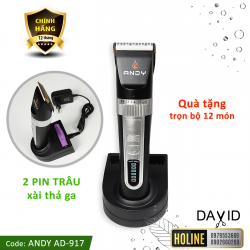 Tông đơ cắt tóc ANDY AD-917 pin khủng với 3 cấp độ điều chỉnh