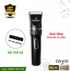 Tông đơ cắt tóc ANDY AD-918 với 2 pin siêu lâu